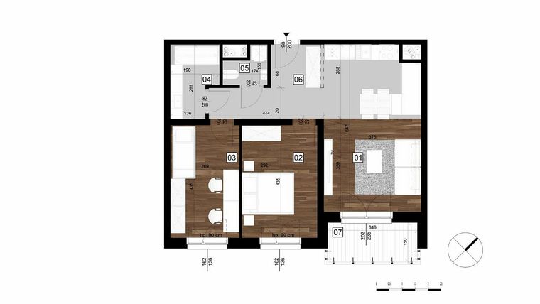 Rzut - Mieszkanie na sprzedaż 3 pokoje o powierzchni 62,79 m² - numer O.6 w Osiedle NeoTeo