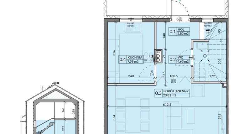 Rzut - Dom na sprzedaż 4 pokoje o powierzchni 77,26 m² - numer 10 w Ahoj Pogórze