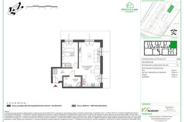 Rzut - Mieszkanie na sprzedaż 2 pokoje o powierzchni 46,93 m² - numer 5 w Osiedle Polna bud. 5