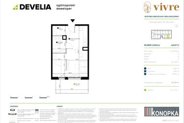 Rzut - Mieszkanie na sprzedaż 1 pokój o powierzchni 32,18 m² - numer AA0213 w Vivre