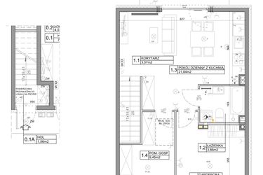 Rzut - Mieszkanie na sprzedaż 3 pokoje o powierzchni 58,82 m² - numer 72 w Manufaktura Marki 2 etap III