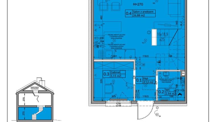 Rzut - Dom na sprzedaż 5 pokoi o powierzchni 73,26 m² - numer 13A w Osiedle Stokrotki etap 2