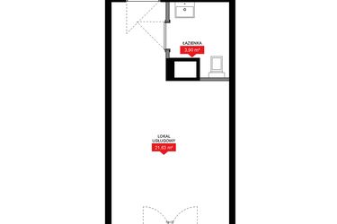 Rzut - Mieszkanie na sprzedaż 1 pokój o powierzchni 25,53 m² - numer A2 308LU w 29L - Apartamenty inwestycyjne