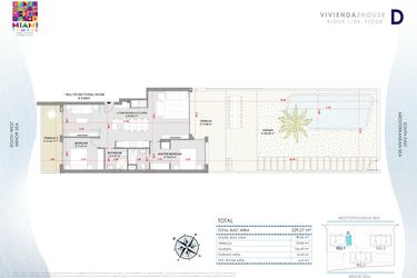 Rzut - Mieszkanie na sprzedaż 3 pokoje o powierzchni 229,27 m² - numer PB-BL1-D w Miami Towers