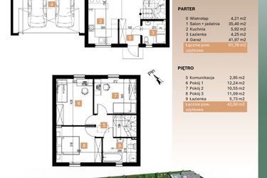Rzut - Dom na sprzedaż 4 pokoje o powierzchni 134,32 m² - numer 1 w Osiedle Leśne Bulwary