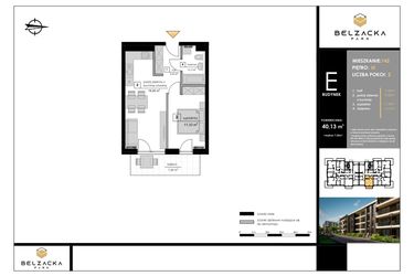 Rzut - Mieszkanie na sprzedaż 2 pokoje o powierzchni 40,13 m² - numer E.142 w Belzacka Park etap III