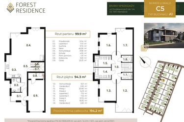 Rzut - Dom na sprzedaż 6 pokoi o powierzchni 194,2 m² - numer C.5 w Forest Residence II