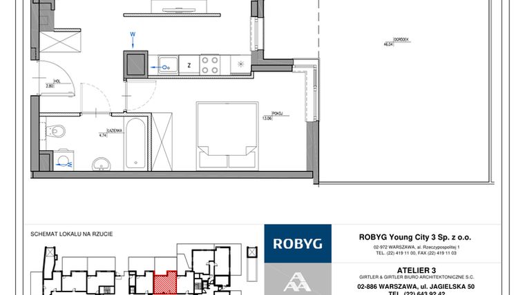 Rzut - Mieszkanie na sprzedaż 2 pokoje o powierzchni 49,82 m² - numer MC/J/B/0/8 w Modern City etap J