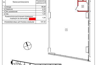 Rzut - Lokal użytkowy na sprzedaż 1 pokój o powierzchni 107,35 m² - numer P01/B02 w Sokolska 30 Towers