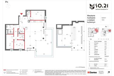 Rzut - Mieszkanie na sprzedaż 4 pokoje o powierzchni 122,48 m² - numer 34 w SO.21
