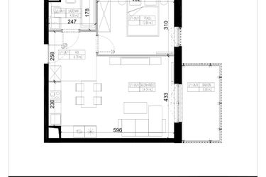 Rzut - Mieszkanie na sprzedaż 2 pokoje o powierzchni 48,59 m² - numer 1.26 w Ogrody Wiślane etap VI