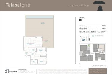 Rzut - Mieszkanie na sprzedaż 2 pokoje o powierzchni 68 m² - numer 1E w Talasa Terra - Denia