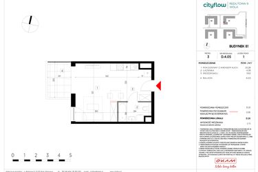 Rzut - Mieszkanie na sprzedaż 1 pokój o powierzchni 31,22 m² - numer D.4.05 w CityFlow