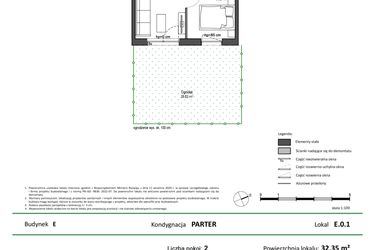 Rzut - Mieszkanie na sprzedaż 2 pokoje o powierzchni 32,35 m² - numer E.0.1 w Nowy Świat Ostoja etap II - EFG