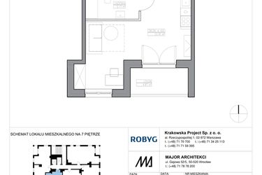 Rzut - Mieszkanie na sprzedaż 1 pokój o powierzchni 30,13 m² - numer KR6/B/7/4 w Apartamenty Krakowska etap VI