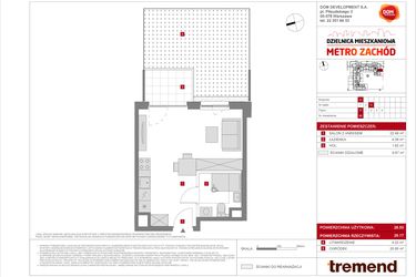 Rzut - Mieszkanie na sprzedaż 1 pokój o powierzchni 28,5 m² - numer D.86 w Dzielnica Mieszkaniowa Metro Zachód - etap 8.2