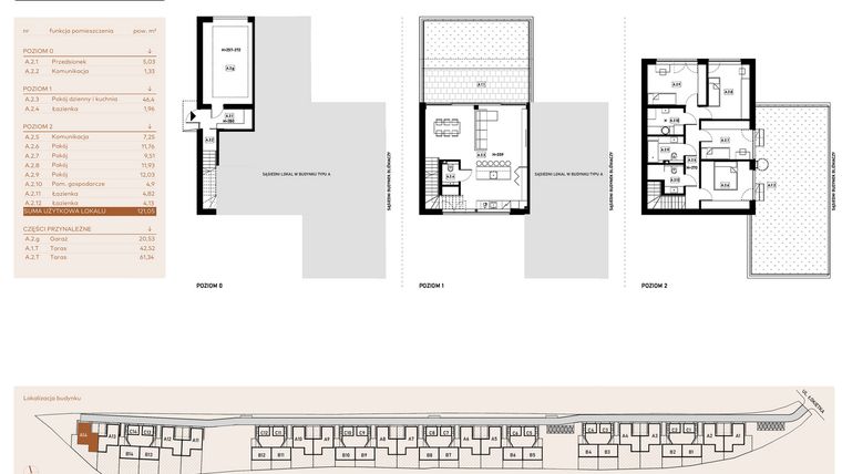 Rzut - Mieszkanie na sprzedaż 5 pokoi o powierzchni 121,56 m² - numer A.2.A14 w Łokietka Park Lane