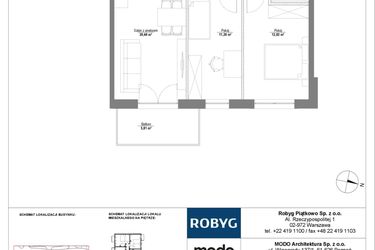 Rzut - Mieszkanie na sprzedaż 3 pokoje o powierzchni 55,85 m² - numer 2M09 w Początek Piątkowo bud. F