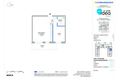 Rzut - Mieszkanie na sprzedaż 2 pokoje o powierzchni 49,32 m² - numer 57.4A w Osiedle Idea Aurora