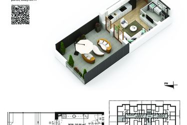 Rzut - Mieszkanie na sprzedaż 1 pokój o powierzchni 25 m² - numer 28 w Piano Park etap VI
