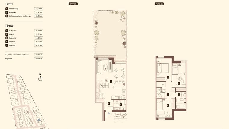 Rzut - Mieszkanie na sprzedaż 4 pokoje o powierzchni 75,02 m² - numer 16.2 w Bukowa