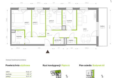 Rzut - Mieszkanie na sprzedaż 4 pokoje o powierzchni 80,17 m² - numer A1.6A35 w Bemowo Vita