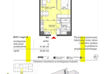 Rzut - Mieszkanie na sprzedaż 2 pokoje o powierzchni 41,82 m² - numer M3 w Apartamenty Dwa Światy etap II
