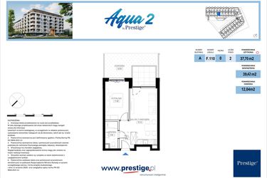 Rzut - Mieszkanie na sprzedaż 2 pokoje o powierzchni 37,7 m² - numer F.110 w Bel Mare (Międzyzdroje)