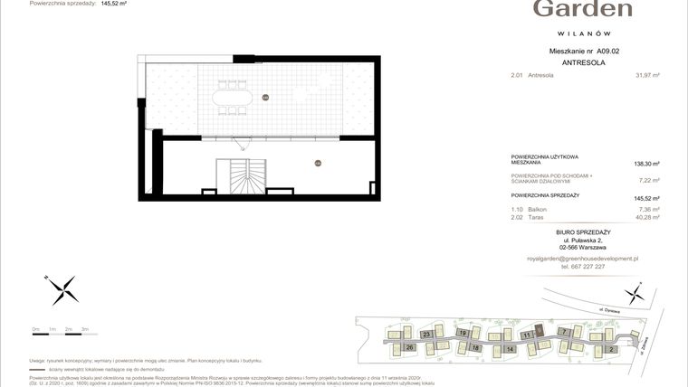 Rzut - Mieszkanie na sprzedaż 5 pokoi o powierzchni 138,3 m² - numer A09.02 w Royal Garden Wilanów Apartamenty