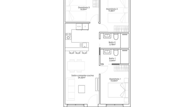 Rzut - Dom na sprzedaż 3 pokoje o powierzchni 67,5 m² - numer 0-7 w Domy w Pilar de la Horadada - 28050948