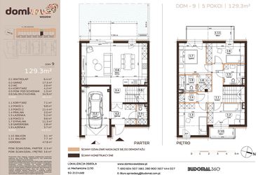 Rzut - Dom na sprzedaż 5 pokoi o powierzchni 129,3 m² - numer 9 w Domkove Widzew etap 2