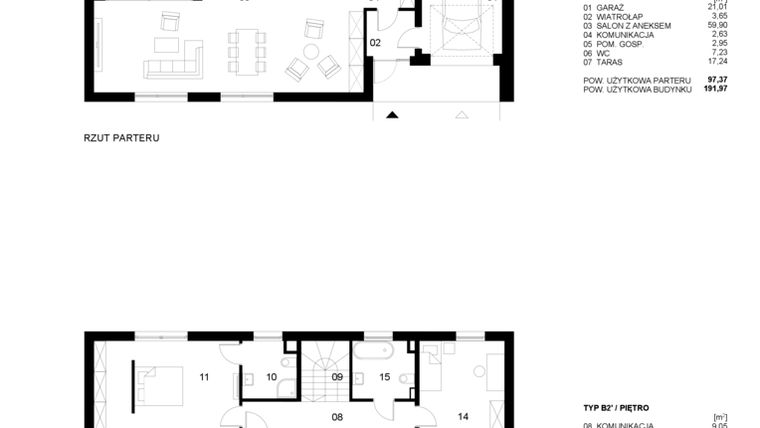 Rzut - Dom na sprzedaż 4 pokoje o powierzchni 191,97 m² - numer 88 w Nowe Planty