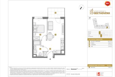 Rzut - Mieszkanie na sprzedaż 2 pokoje o powierzchni 35,4 m² - numer A7 w Apartamenty Beethovena