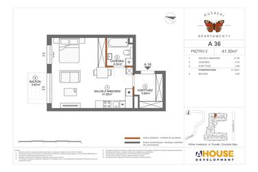 Rzut - Mieszkanie na sprzedaż 1 pokój o powierzchni 41,3 m² - numer A36 w Apartamenty Rusałki