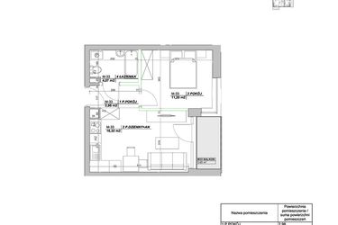 Rzut - Mieszkanie na sprzedaż 2 pokoje o powierzchni 34,57 m² - numer A33 w Laurowy Zakątek