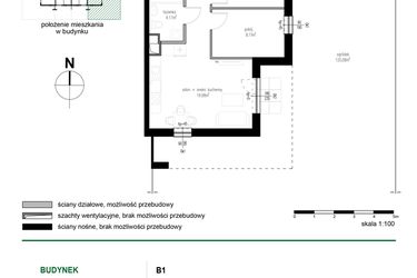 Rzut - Mieszkanie na sprzedaż 3 pokoje o powierzchni 52,03 m² - numer 3 w Wędrowna
