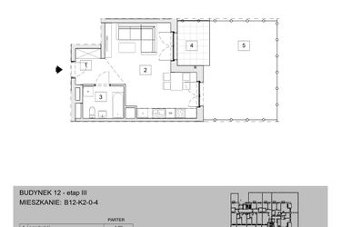 Rzut - Mieszkanie na sprzedaż 1 pokój o powierzchni 33,82 m² - numer B12-K2-0-4 w Żerniki na Novo III
