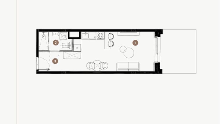 Rzut - Mieszkanie na sprzedaż 1 pokój o powierzchni 29,64 m² - numer B.02.02 w WIMA APARTMENTS