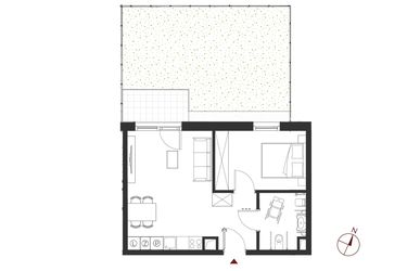 Rzut - Mieszkanie na sprzedaż 2 pokoje o powierzchni 42,23 m² - numer B.0.4 w Apartamenty Symfonia