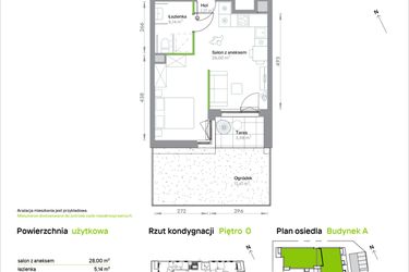 Rzut - Mieszkanie na sprzedaż 1 pokój o powierzchni 34,31 m² - numer A/0/02 w Krakowska Vita