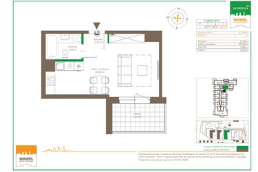 Rzut - Mieszkanie na sprzedaż 1 pokój o powierzchni 27,02 m² - numer B/47 w Ostródzka 123 - II etap