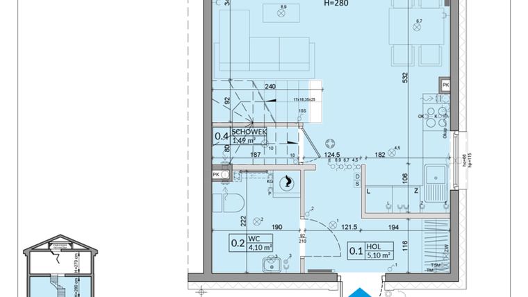 Rzut - Dom na sprzedaż 3 pokoje o powierzchni 75,74 m² - numer 25B w Zielono Mi 2 etap 2