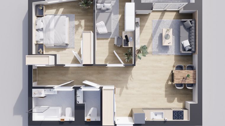 Rzut - Mieszkanie na sprzedaż 3 pokoje o powierzchni 68,92 m² - numer 23/16 w Odrzańskie Bulvary