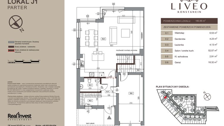 Rzut - Dom na sprzedaż 5 pokoi o powierzchni 160,66 m² - numer J1 w Liveo Konstancin