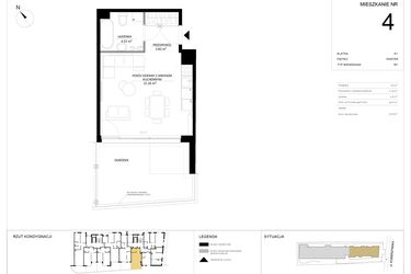 Rzut - Mieszkanie na sprzedaż 1 pokój o powierzchni 29,61 m² - numer 4 w SILO