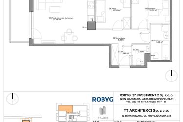 Rzut - Mieszkanie na sprzedaż 3 pokoje o powierzchni 61,13 m² - numer SU3/A/3/11 w Sady Ursynów III