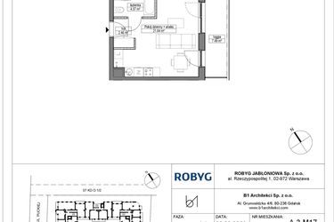 Rzut - Mieszkanie na sprzedaż 1 pokój o powierzchni 28,17 m² - numer A.3M17 w Dobre Miejsce