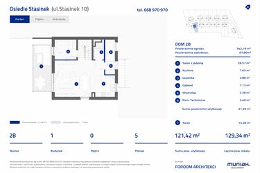 Rzut - Dom na sprzedaż 5 pokoi o powierzchni 121,42 m² - numer 2B w Osiedle Stasinek