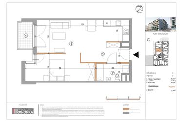 Rzut - Mieszkanie na sprzedaż 1 pokój o powierzchni 46,59 m² - numer A5/2 w 5th Avenue Apartments