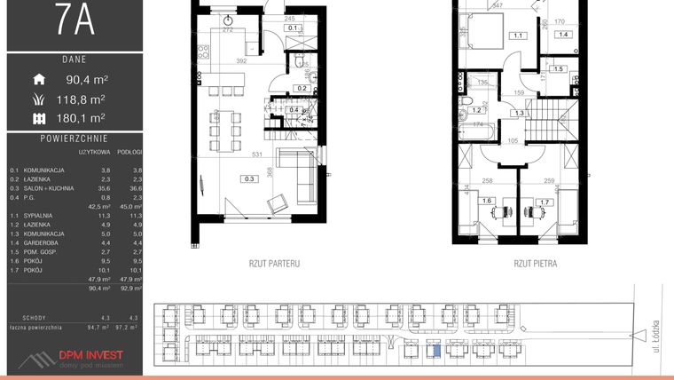Rzut - Dom na sprzedaż 4 pokoje o powierzchni 94,7 m² - numer 7A w Family Park Ksawerów IV